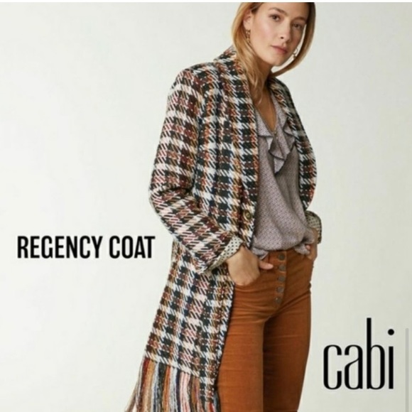 CAbi Regency plaid fringe boho plaid blanket Coat (M) ❤️ - Picture 5 of 11